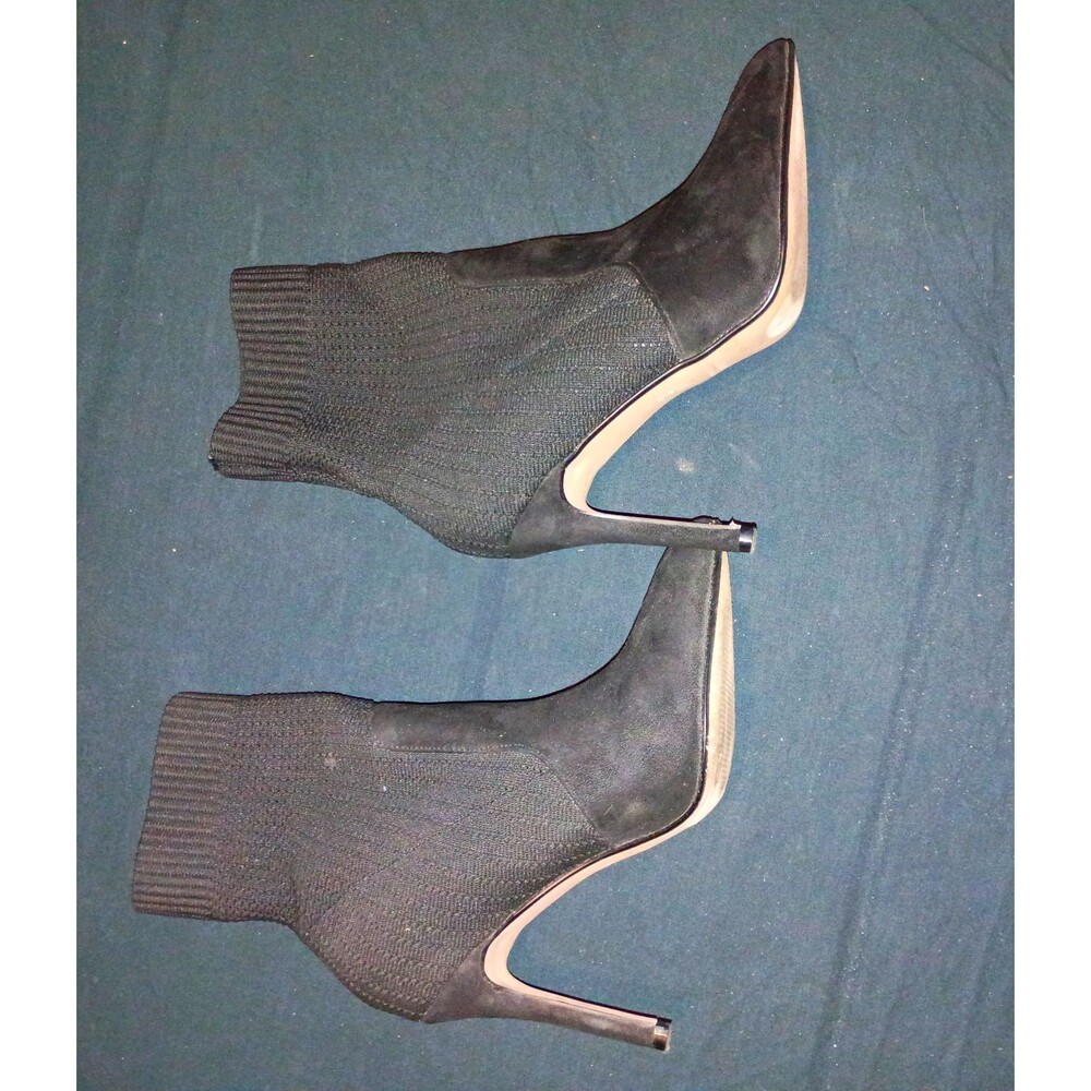 Catherine Malandrino Womenโs Black Sock Ankle Boots Knit Stretch Pointed Toe 9
